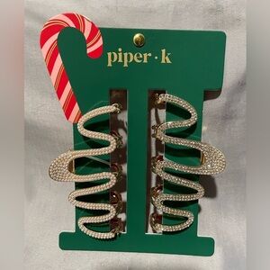 NWT Piper K Gold Spiral Rhinestone Pearl Hair Claw